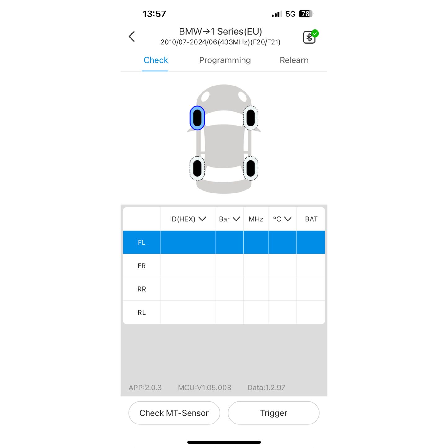 MT Bluetooth TPMS Tool and Sensors